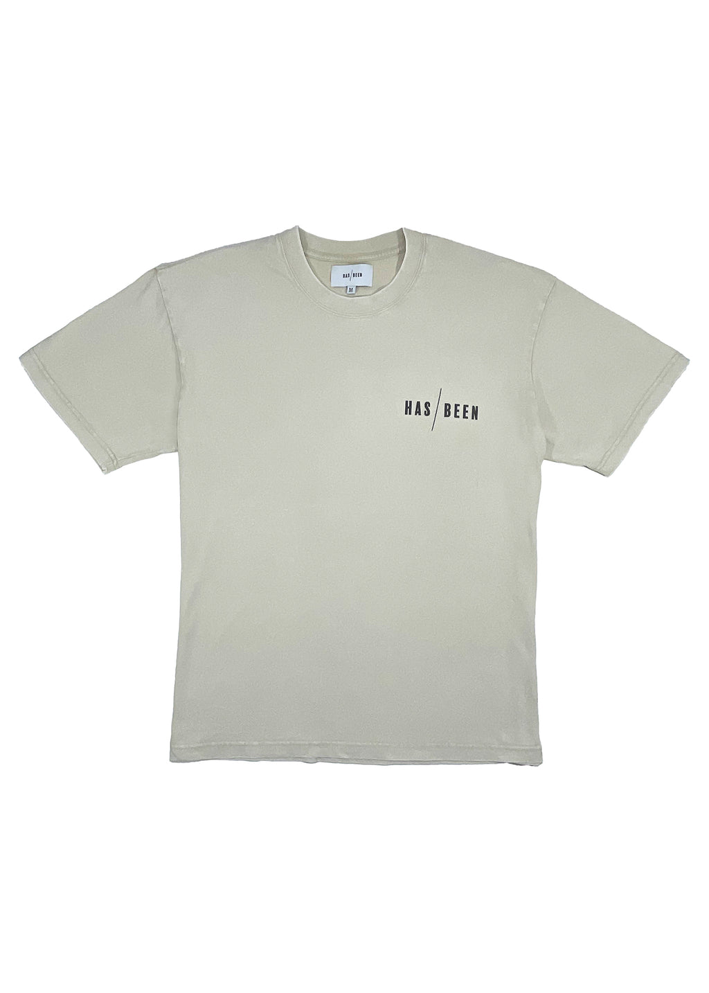 HAS/BEEN HIGH chess club oversized heavyweight tee beige front view
