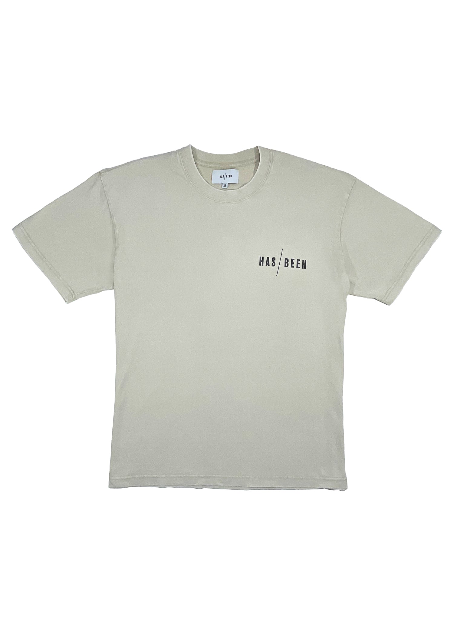 HAS/BEEN HIGH chess club oversized heavyweight tee beige front view