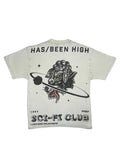 HAS/BEEN HIGH sci fi club oversized heavyweight tee beige back graphic wolf design streetwear